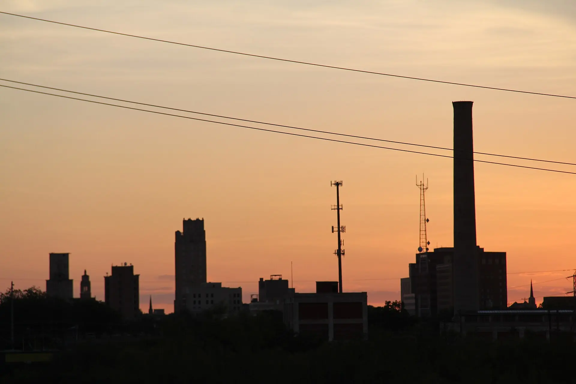 Downtown Abilene skyline at sunset